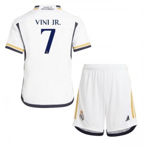 Real Madrid Vinicius Junior #7 Replica Home Stadium Kit for Kids 2023-24 Short Sleeve (+ pants)